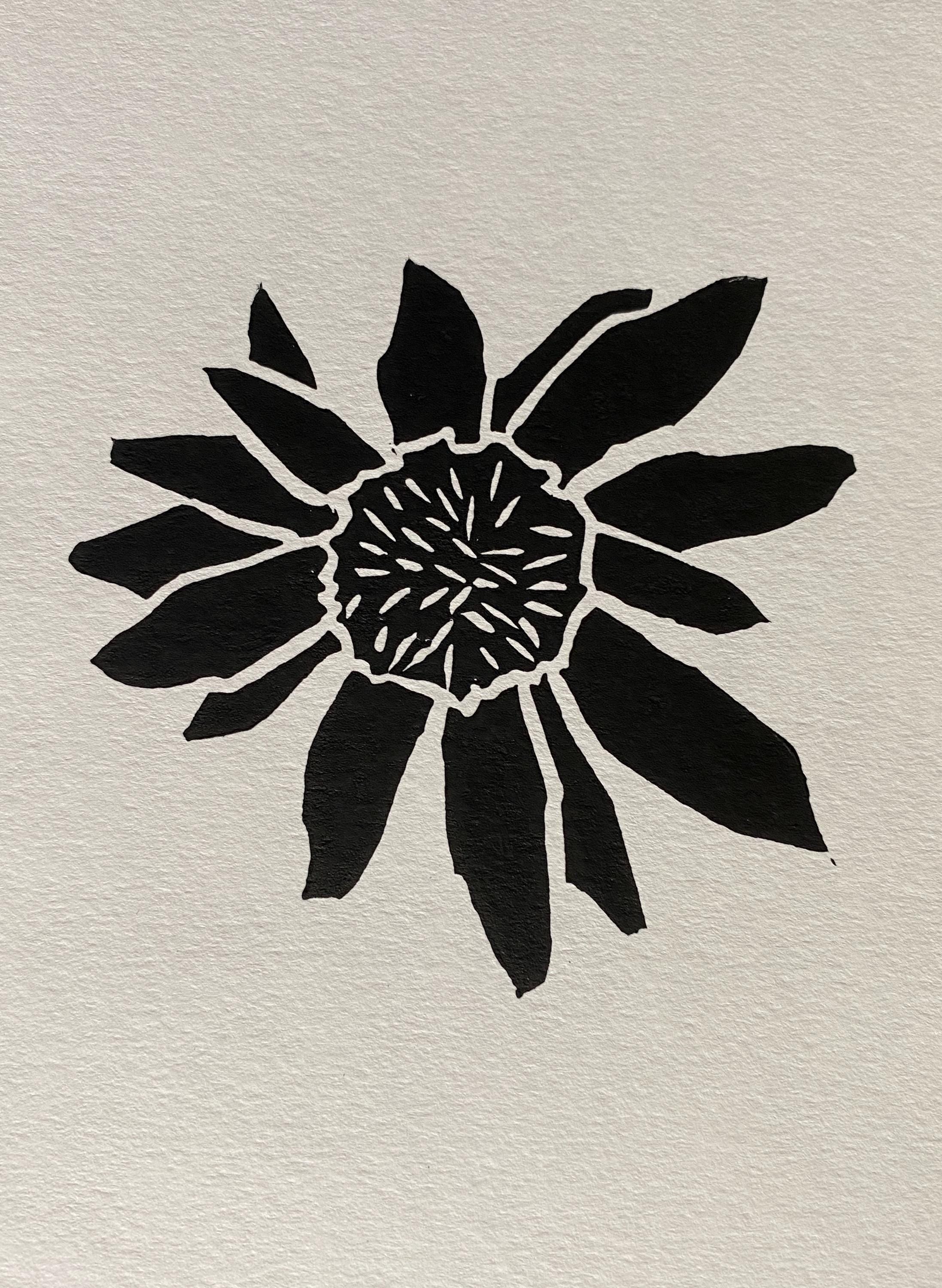 Handmade Original Linocut Print A5 - Leucadendron (Protea)