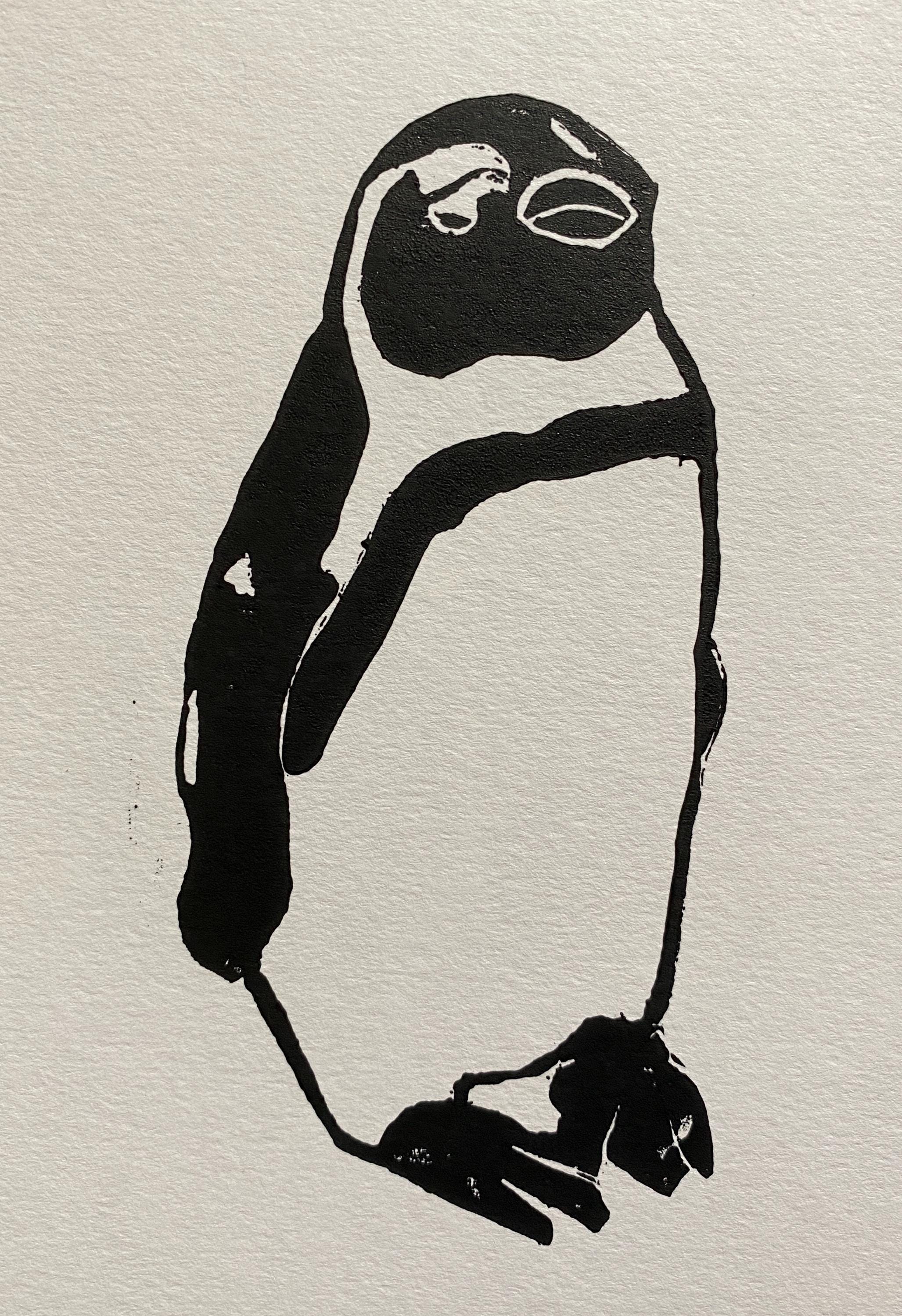 Handmade Original Linocut Print - African Penguin