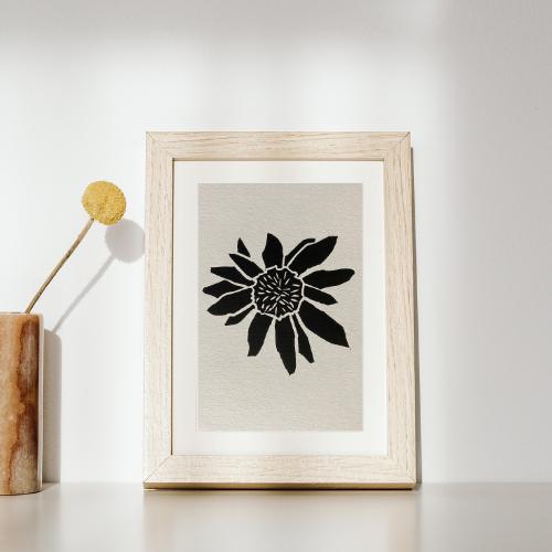 Handmade Original Linocut Print A5 - Leucadendron (Protea)