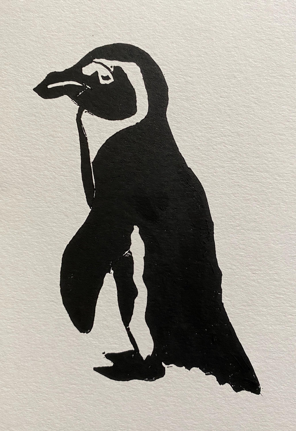 Handmade Original Linocut Print - African Penguin