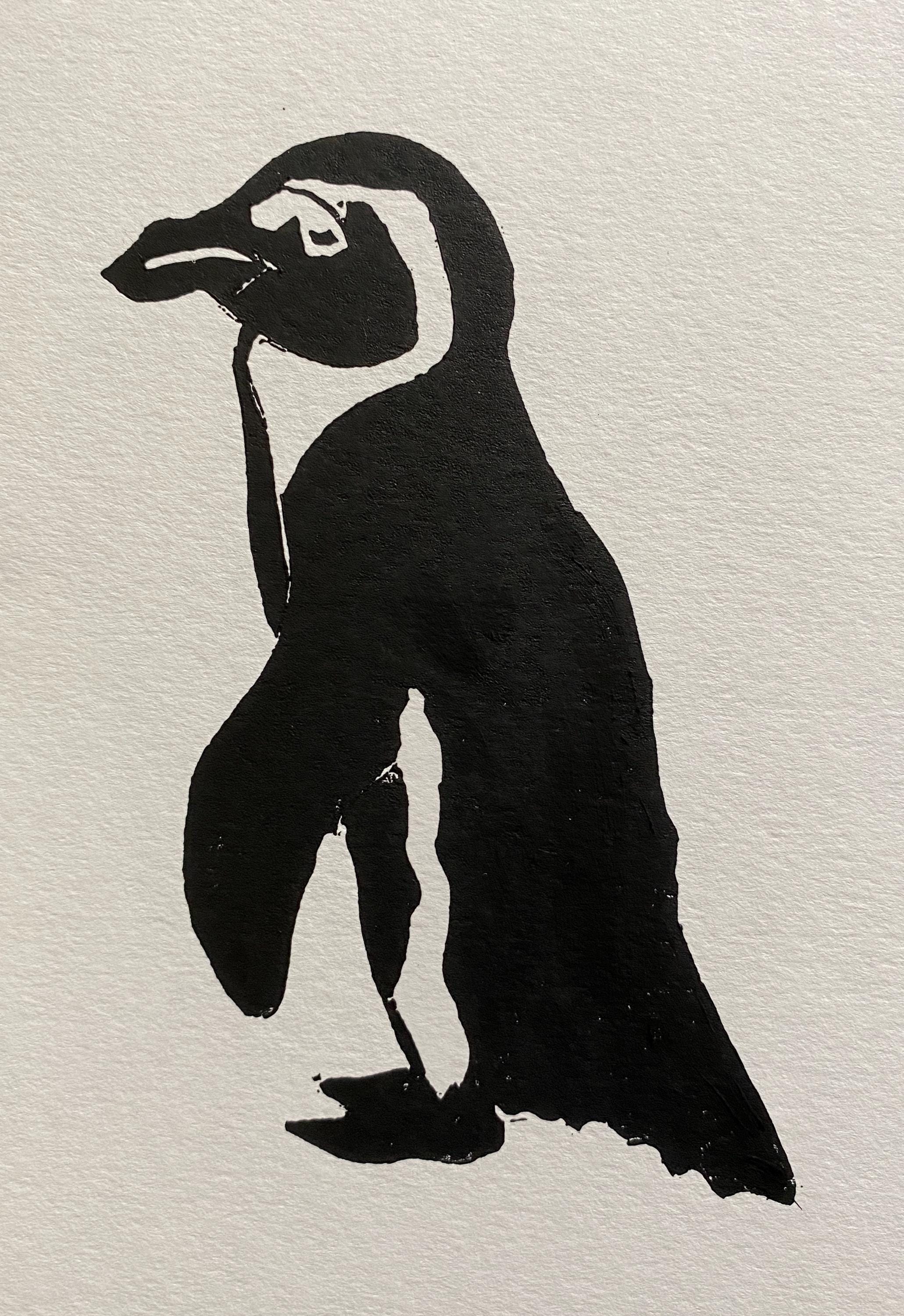 Handmade Original Linocut Print - African Penguin
