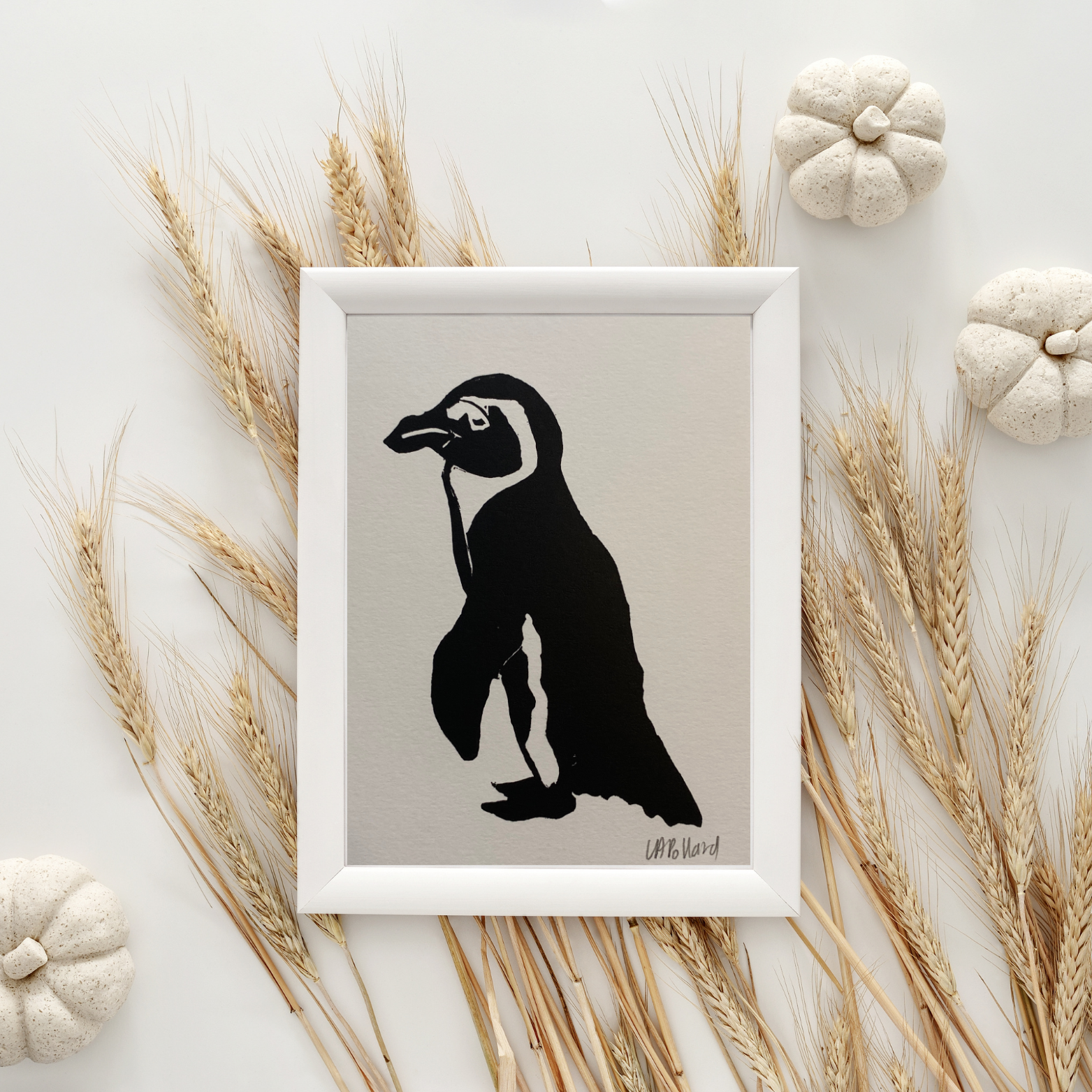 Handmade Original Linocut Print - African Penguin