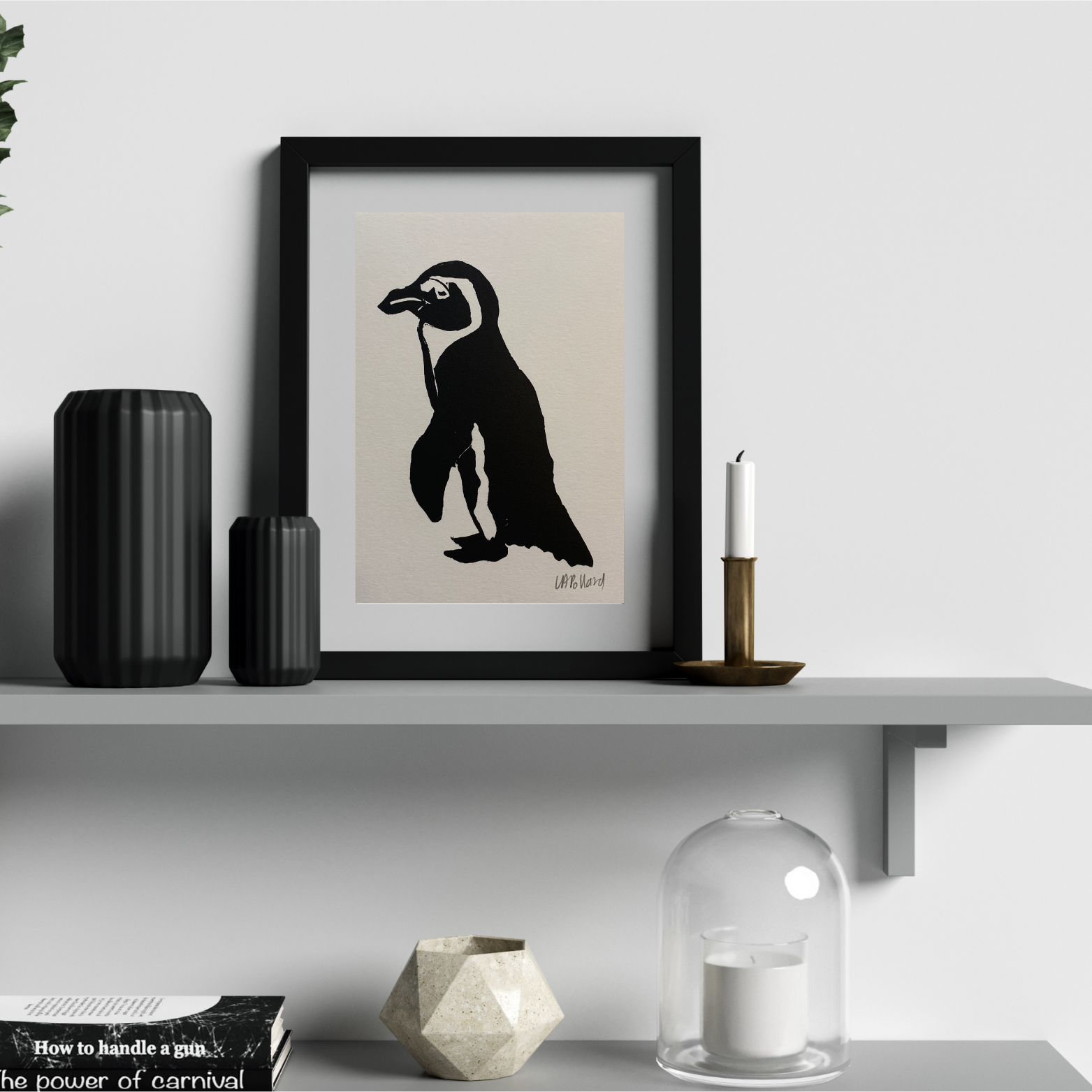 Handmade Original Linocut Print - African Penguin