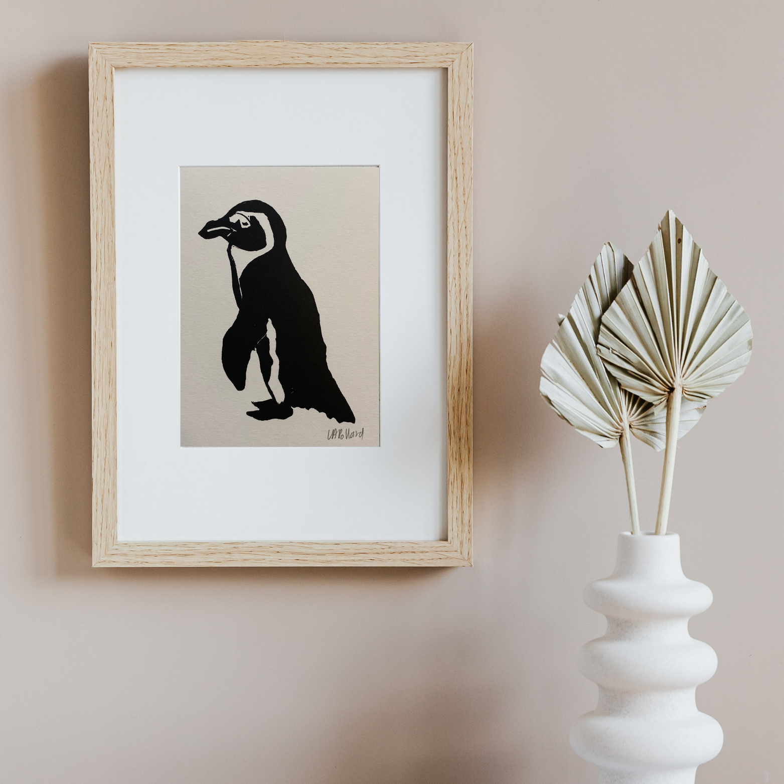 Handmade Original Linocut Print - African Penguin