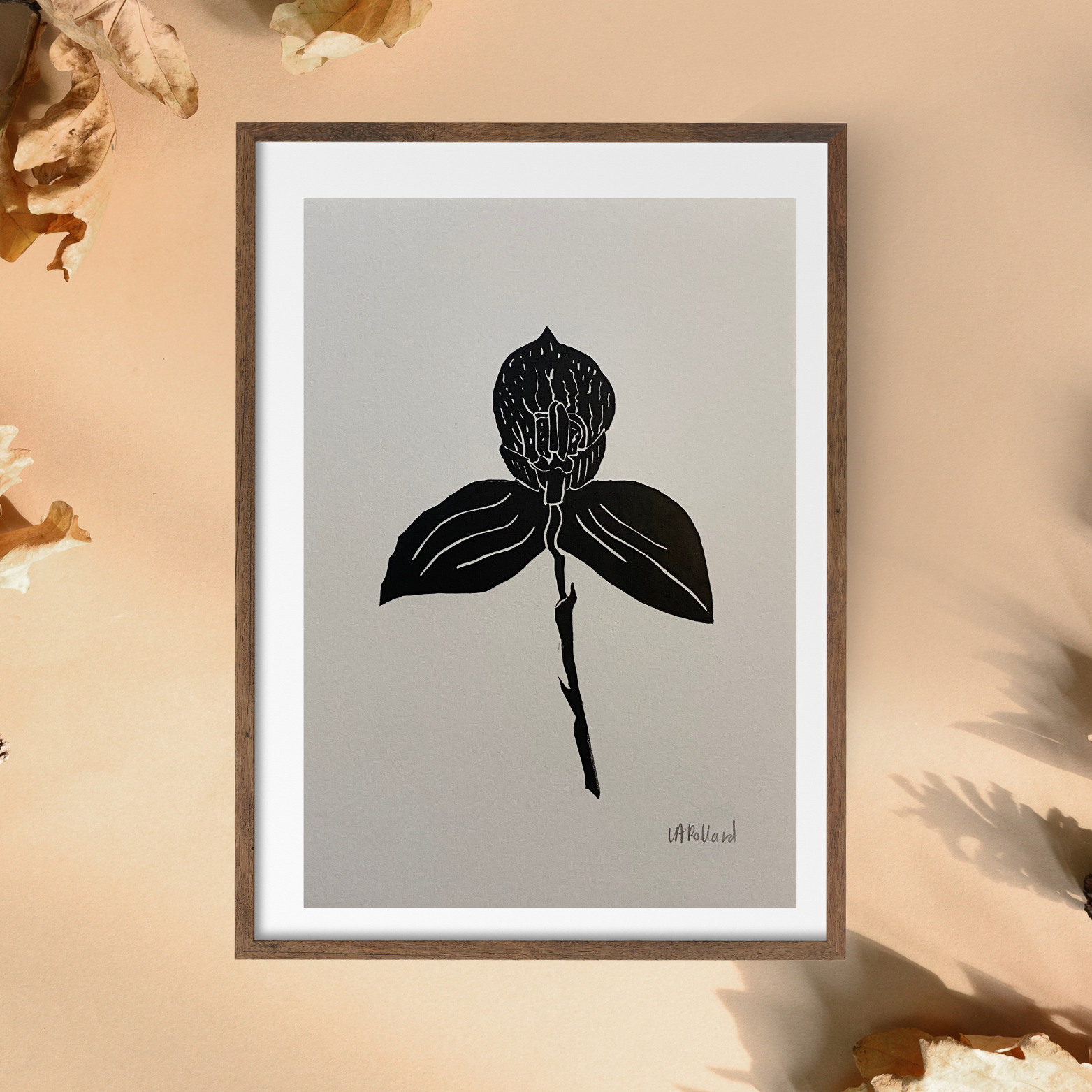 Handmade Original Linocut Print - Disa