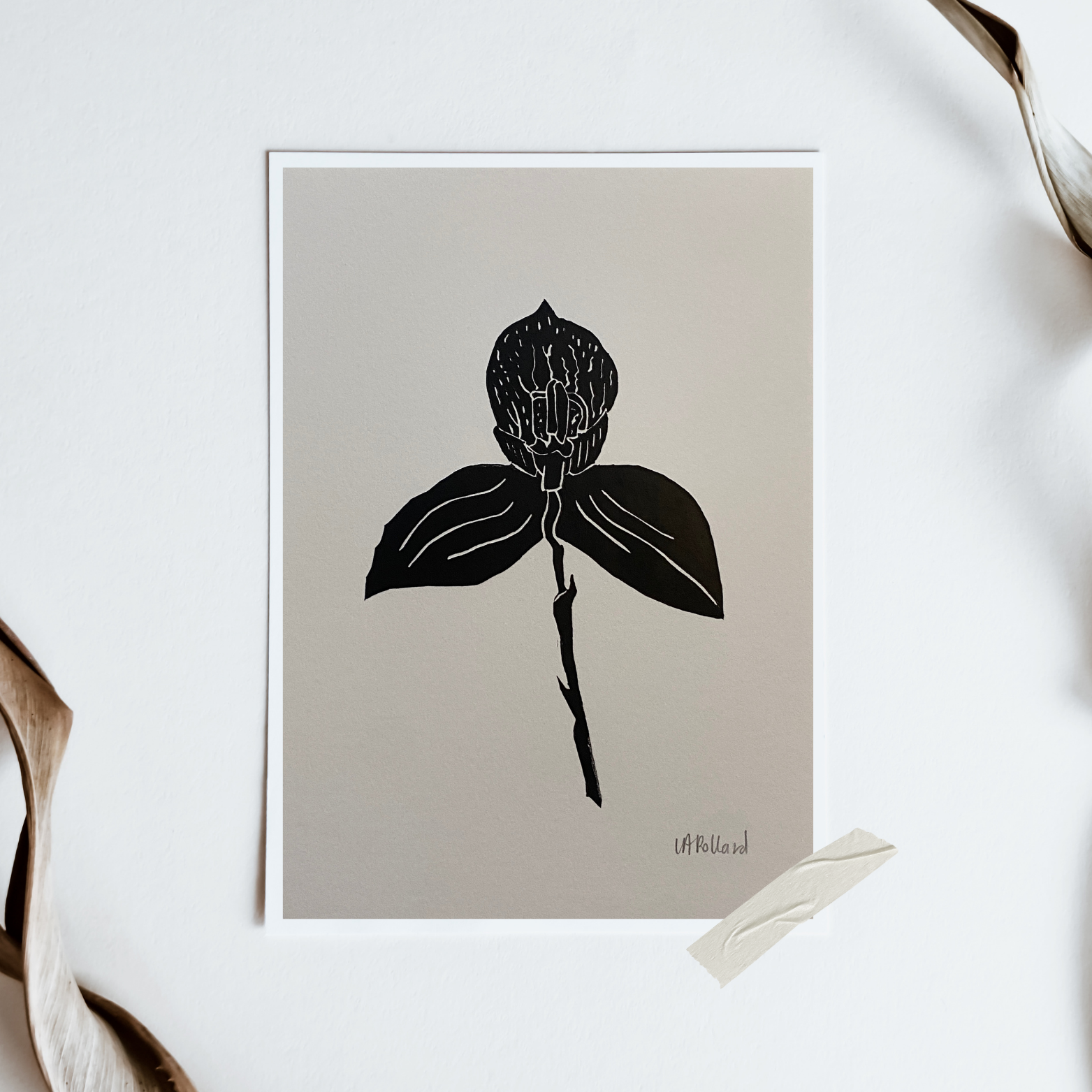 Handmade Original Linocut Print - Disa