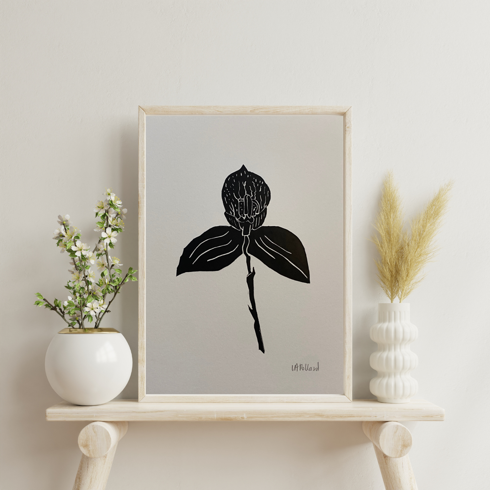 Handmade Original Linocut Print - Disa