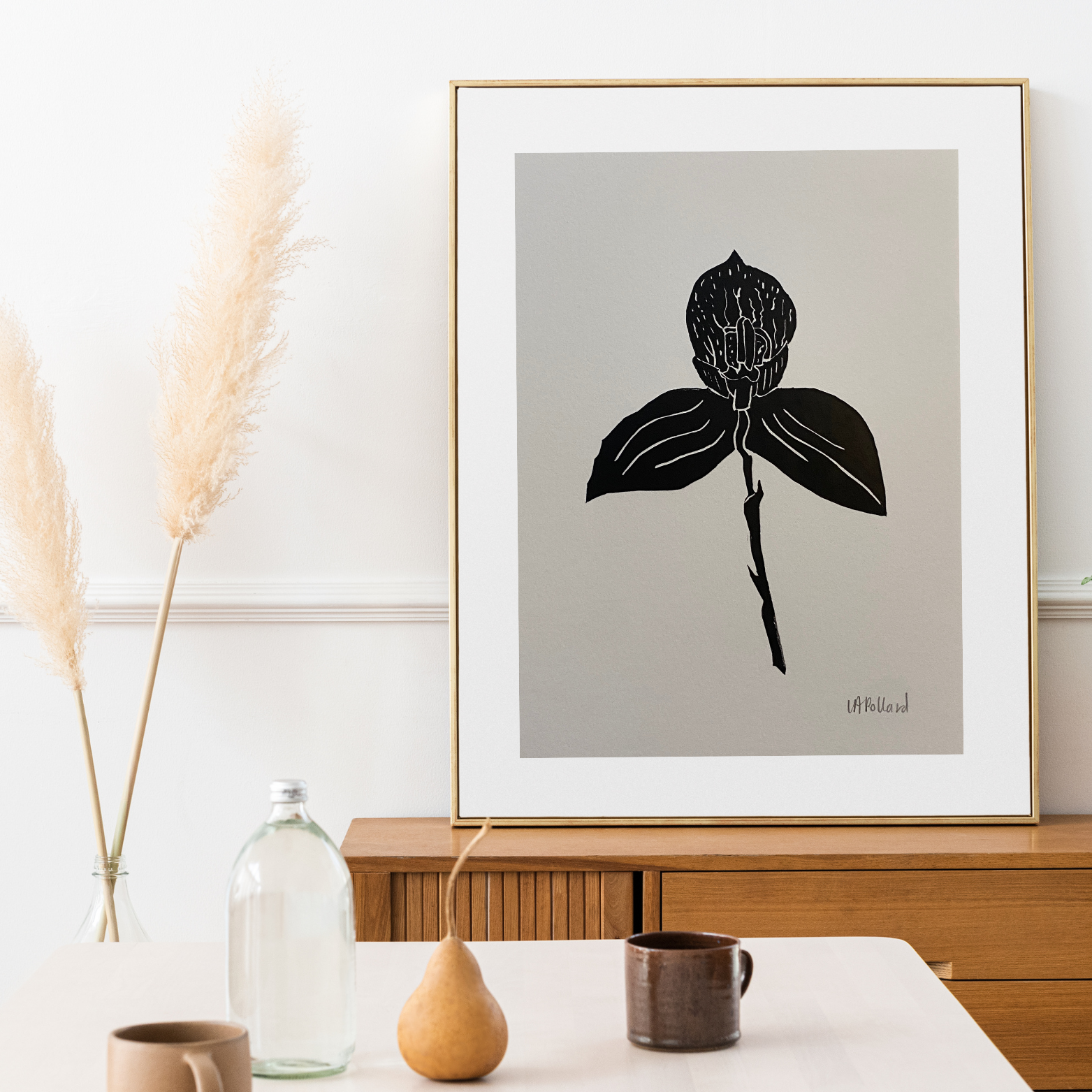 Handmade Original Linocut Print - Disa