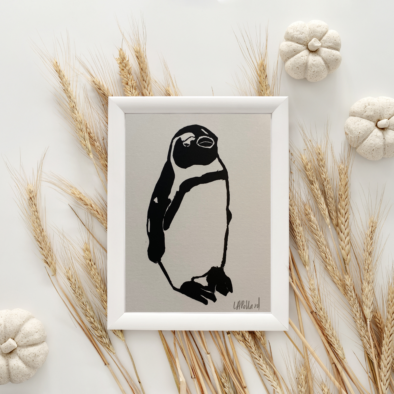 Handmade Original Linocut Print - African Penguin