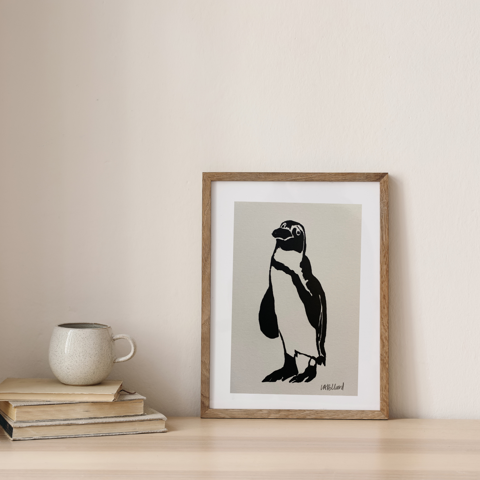 Handmade Original Linocut Print - African Penguin