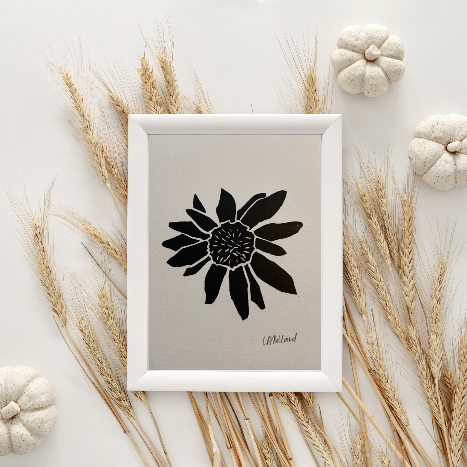 Handmade Original Linocut Print A5 - Leucadendron (Protea)