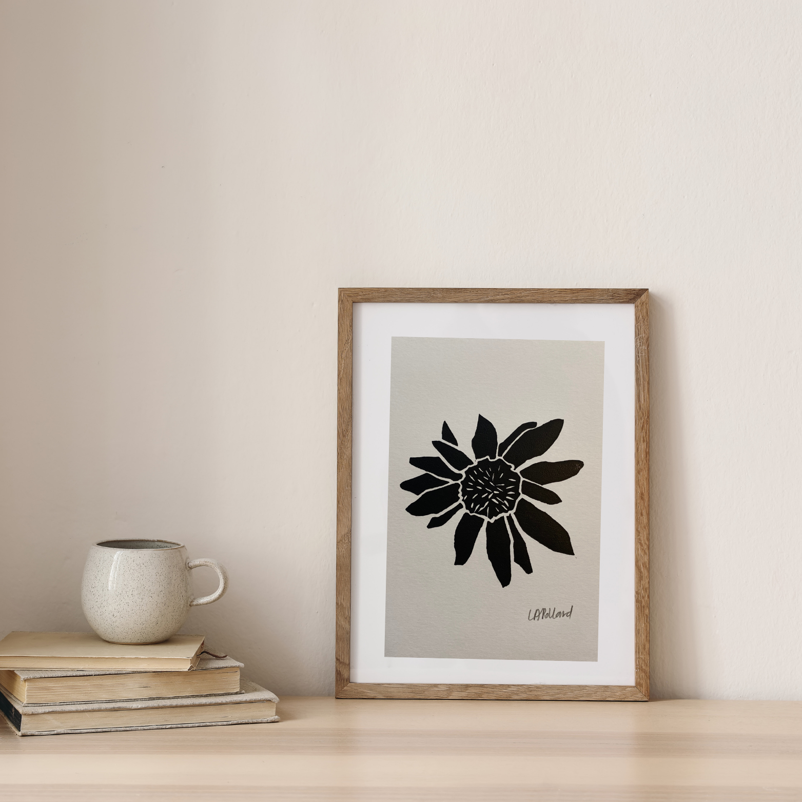 Handmade Original Linocut Print A5 - Leucadendron (Protea)