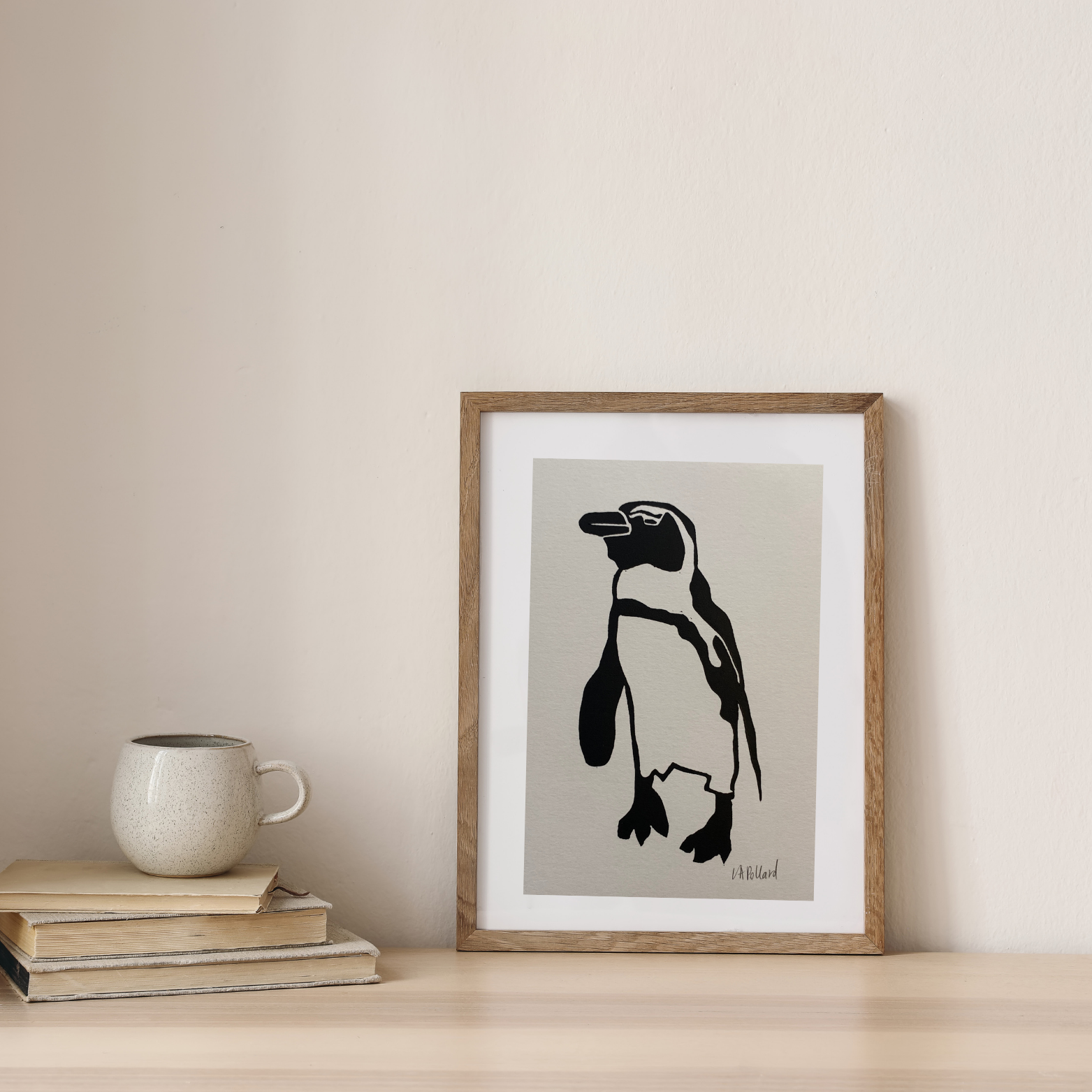 Handmade Original Linocut Print - Penguin (A6)
