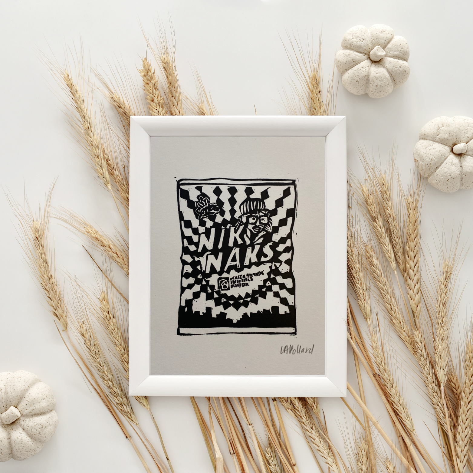 Handmade Original Linocut Print - Niknaks