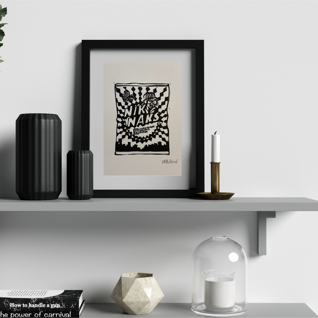 Handmade Original Linocut Print - Niknaks