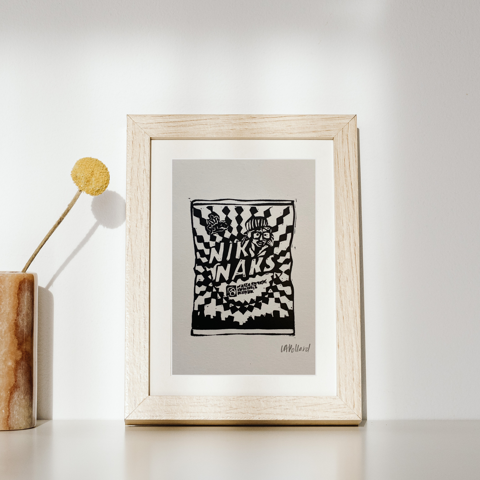 Handmade Original Linocut Print - Niknaks