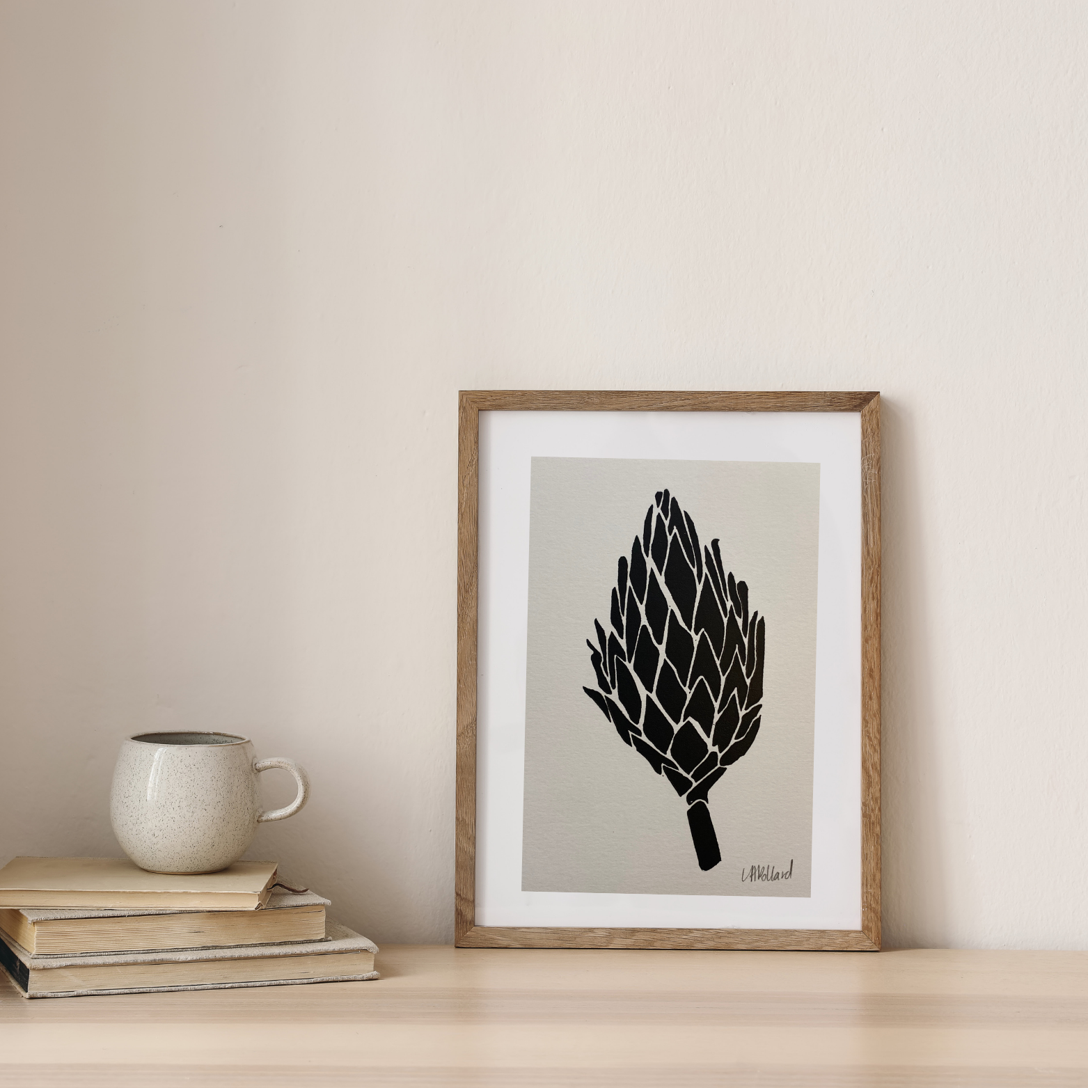 Handmade Original Linocut Print - Protea cone