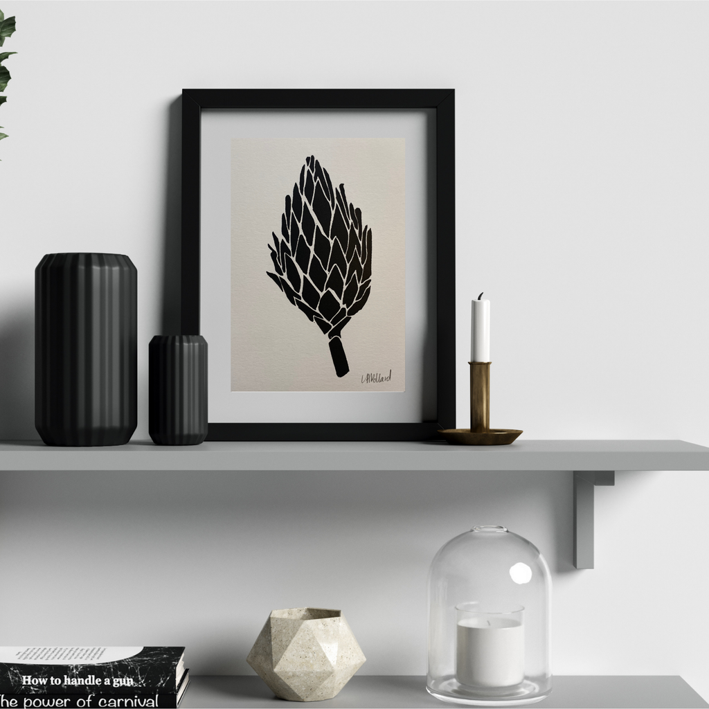Handmade Original Linocut Print - Protea cone