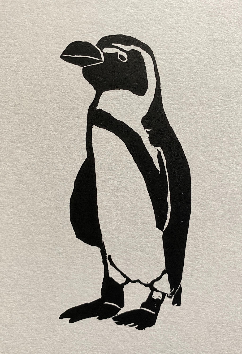 Handmade Original Linocut Print - African Penguin