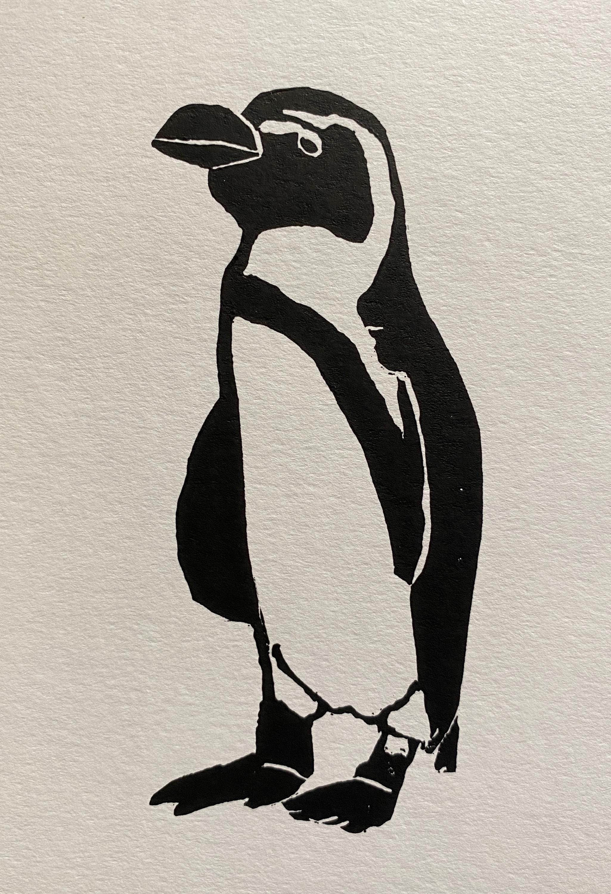 Handmade Original Linocut Print - African Penguin